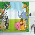 thumbnail image 1 of Ambesonne Animal Shower Curtain, Savannah Animals Cartoon, 69"Wx70"L, Multicolor, 1 of 3