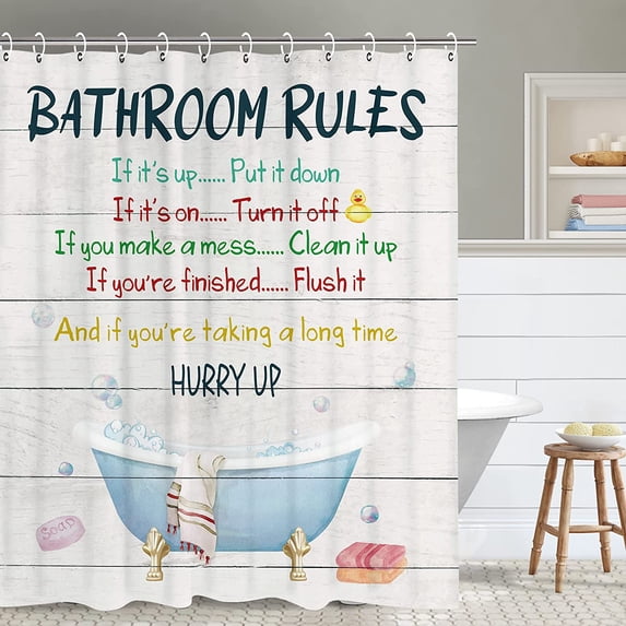 Kids Shower Curtain, Girls Shower Curtain, Boys Shower Curtain, Funny Words Teen Motivational Shower Curtains, 72W x 84H inch Extra Long Wide Shower Curtain with Hooks Kids Bathroom Decor