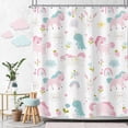 thumbnail image 1 of Kids Shower Curtain Girls Rainbow Dinosaur Dino Funny Fairy Animal Cartoon Cute Horse Pink Flower 72Wx72L Inch Lovely Rabbit Bathroom Set Princess Bath Curtain Bathtub Accessories Home Decor, 1 of 6