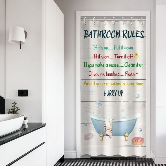 Kids Shower Curtain, Girls Shower Curtain, Boys Shower Curtain, Funny Words Teen Motivational Shower Curtains, 72W x 72H inch Extra Long Wide Shower Curtain with Hooks Kids Bathroom Decor