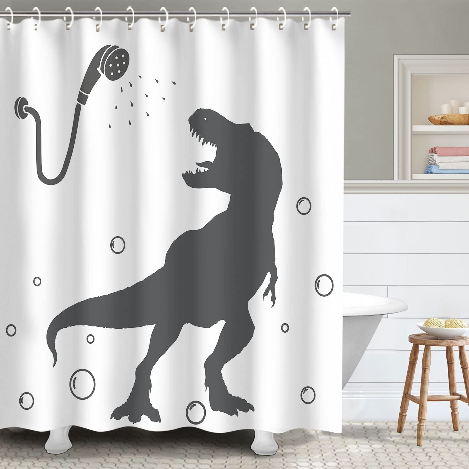 Kids Shower Curtain, Girls Shower Curtain, Boys Shower Curtain, Funny Words Teen Motivational Shower Curtains, 72W x 72H inch Extra Long Wide Shower Curtain with Hooks Kids Bathroom Decor