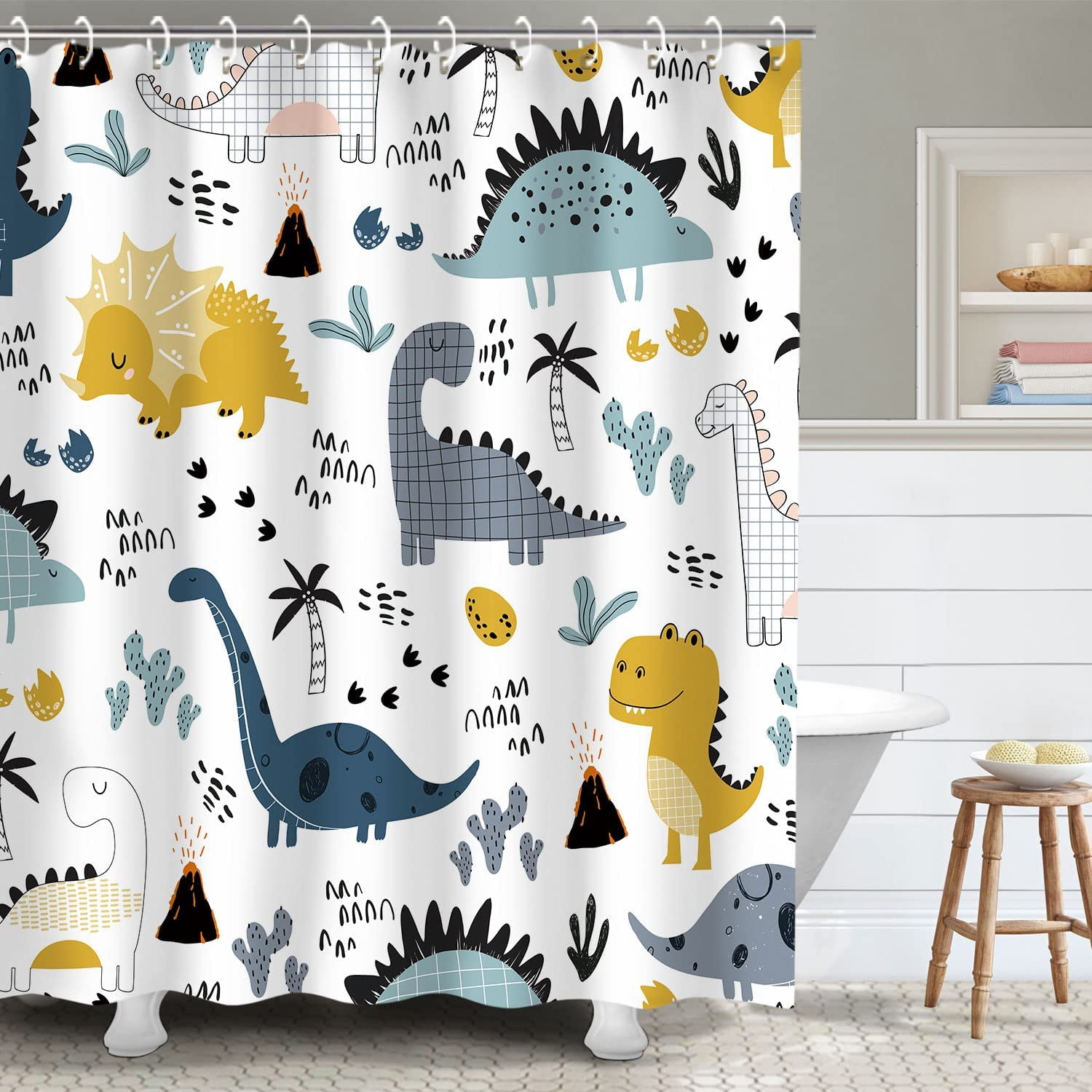 Kids Shower Curtain, Girls Shower Curtain, Boys Shower Curtain, Funny Words Teen Motivational Shower Curtains, 72W x 72H inch Extra Long Wide Shower Curtain with Hooks Kids Bathroom Decor
