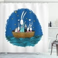 thumbnail image 1 of Ambesonne Hedgehog Shower Curtain, Bunnies Hedgehog in a Boat, 69"Wx84"L, Multicolor, 1 of 3
