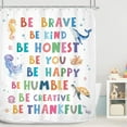 thumbnail image 1 of Kids Shower Curtain Ocean Whale Inspirational Quotes Funny Sea Animal Cute Cartoon Turtle Positive Motivational Bathroom Decor Colorful Baby 60Wx72H Bath Curtain Fabric Polyester 12 Pack Hooks, 1 of 16