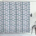 thumbnail image 1 of Kids Shower Curtain, Sleeping Fox Faces with Sky Stars Scandinavian Style Children Cartoon, Fabric Bathroom Set with Hooks, 69W X 70L Inches, Baby Pink Slate Blue White, by Ambesonne, 1 of 3