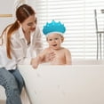 thumbnail image 1 of Kids Shower Visor Hat - Waterproof Bath Eye & Ear Protector for Babies 0-9 Years, Adjustable Silicone Shampoo Shield (Pink Blue Yellow Orange) - 7.08x11.29 Inches, 1 of 8