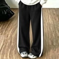 thumbnail image 1 of Kids Side White Stripe Wide Leg Sweatpants Elastic Waist Loose Casual Track Pants With Pockets For Boys And Girls, 1 of 9
