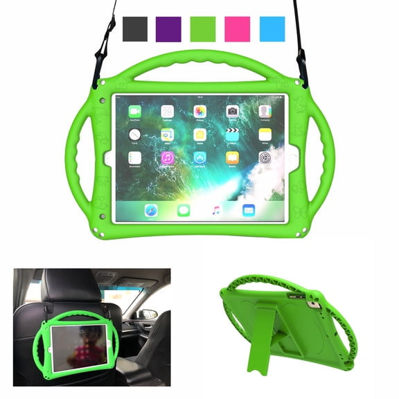 Kids Silicone Childproof for iPad 9.7-inch Air 1/Air 2/iPad 5th (Gen) 2017/6th (Gen) 2018 & iPad 9.7" Pro 2016, Built-in Handle Stand, Comes with a Strap Cover