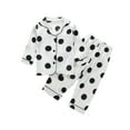thumbnail image 1 of Kids Silk Pajama Set Dot Print Short Sleeve Button-Down Top Pants Girls Summer Clothes Girls PJS Size 7-8 Years, 1 of 8