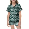 thumbnail image 1 of Kids Silk Pajamas Girls 5t Children's Easter Diy Hand Painted Short Sleeve Shirt Tops + Shorts Pants Casual Button-Up Home Clothes 2 Piece Satin Pajama Outfits,8-9Y, 1 of 5