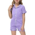 thumbnail image 1 of Kids Silk Pajamas Girls Short Sleeve Button-Down Shirts Shorts Toddler Summer Pajamas Girls Pajamas Size 8-9 Years, 1 of 3