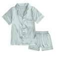 thumbnail image 1 of Kids Silk Pajamas Girls Short Sleeve Button Down Sleepwear with Shorts Girls Summer Clothes Size 6T Girls Pajamas, 1 of 9