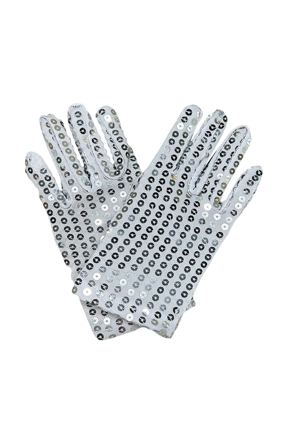 Kids Silver Sequin Glitter Gloves Boys Girls Dance Skating Cosplay Performance Gloves