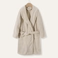 thumbnail image 1 of Kids Simple Solid Waffle Fleece Bathrobe Long Sleeve Shawl Lapel Design Two Front Pockets Cozy Night Robe, 1 of 6