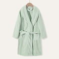 thumbnail image 1 of Kids Simple Solid Waffle Fleece Bathrobe Long Sleeve Shawl Lapel Design Two Front Pockets Cozy Night Robe, 1 of 5