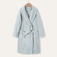 thumbnail image 1 of Kids Simple Solid Waffle Fleece Bathrobe Long Sleeve Shawl Lapel Design Two Front Pockets Cozy Night Robe, 1 of 5
