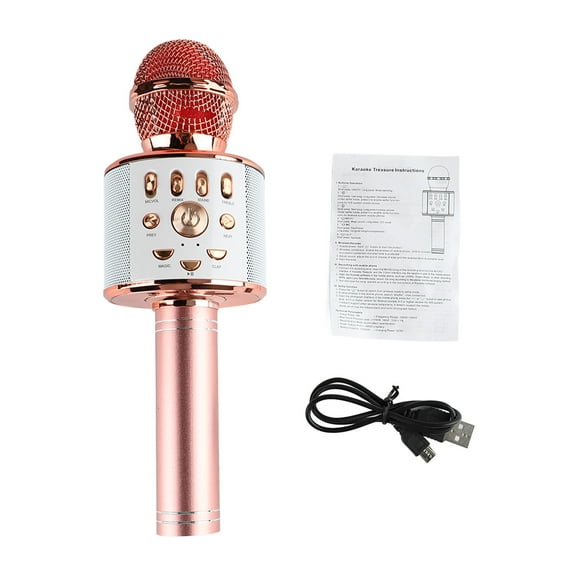 Kids Singing Microphone Portable Handheld Wireless Bluetooth Condenser Mic Speaker with Lights for Kids Adults