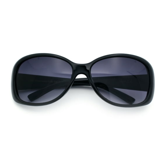 Kids Size Girls Classic 90s Designer Style Wrap Rounded Rectangle Sunglasses Black Fuchsia Flower Arm