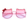 thumbnail image 1 of Kids Size Girls Cute Bow Tie Kitty Ear Rimless Plastic Sunglasses Pink Glitter - Pink Blue, 1 of 7
