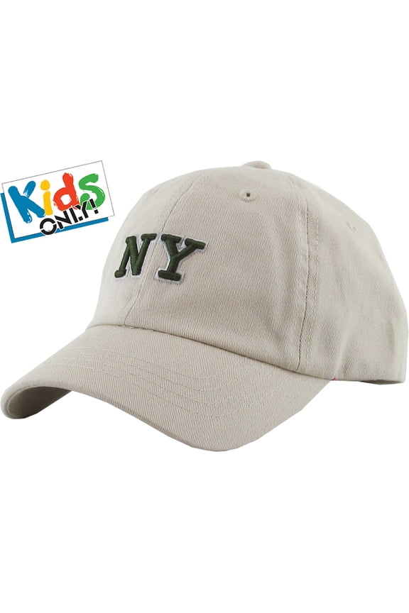 Kids Size NY Washed Cotton Baseball Cap Adjustable Dad Hat Youth Junior