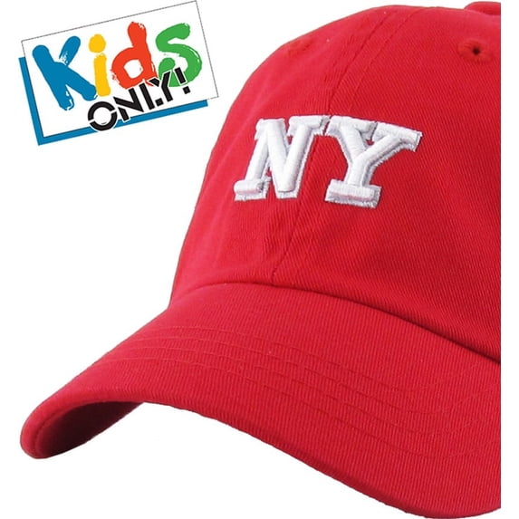 Kids Size NY Washed Cotton Baseball Cap Adjustable Dad Hat Youth Junior