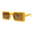 thumbnail image 1 of Kids Size Square Rectangle Thin Plastic Mod Fashion Minimal Sunglasses Yellow - Brown, 1 of 4