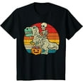 thumbnail image 1 of Kids Skeleton Riding Dino Mummy Retro Toddler Boys Halloween Kids T-Shirt, 1 of 7