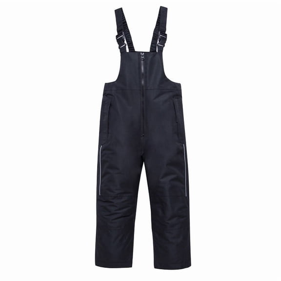 Kids Ski Bib Pants Waterproof Windproof Insulated Snowboarding Salopettes Adjustable Shoulder Strap Black