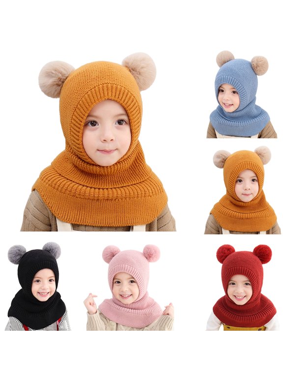 Kids Ski Mask Hat for Boys and Girls Pom Pom Ear Flap and Neck Cover school commute and weekend plans family outings outdoor adventures
