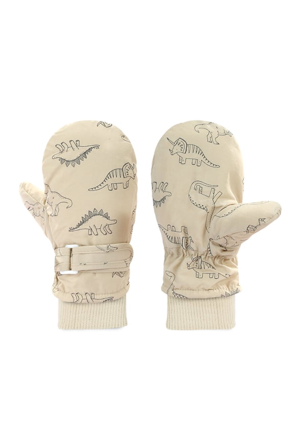 Kids Ski Mittens Waterproof Snow Thinsulate Mittens Toddler Warm Winter Ski Snow Gloves String For Boys Girls Khaki 2 Y-4 Y