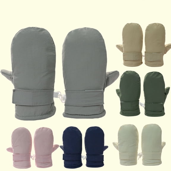 Kids Ski Mittens Waterproof Snow Thinsulate Mittens Toddler Warm Winter Ski Snow Gloves with String for Boys Girls Beige 3 Y-5 Y