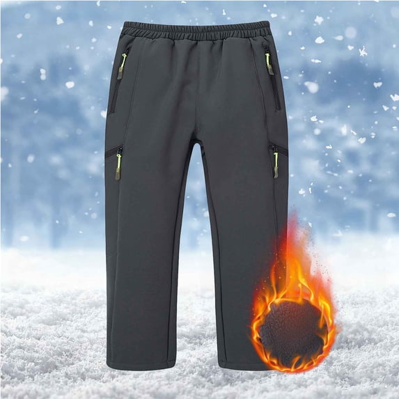 Kids' Ski Pants Waterproof Warm Fleece-Lined Snow Pants Outdoor Hiking & Skiing Athletic Pants for Cold Weather