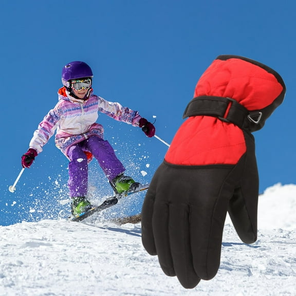 Kids Ski Snow Gloves Winter Cold Weather Windproof Warm Snowboard Sport Mittens for Boys Girls