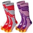 thumbnail image 1 of Kids Ski Socks 2 Pairs Girls Warm Thick Snow Socks for 3-12 Years Boys Girls, 1 of 6
