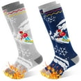 thumbnail image 1 of Kids Ski Socks, 2 Pairs Warm Thick Snow Socks for Boys Girls Toddler Winter Skiing Snowboarding, 1 of 5