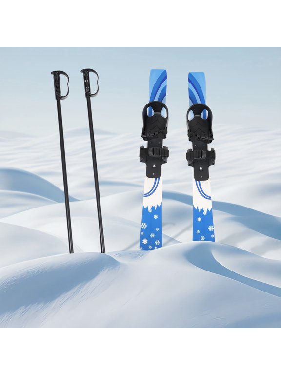 Kids Skis with Poles for Beginners, Cross Country Ski Set for Boys & Girls 2-8 Years Old, 110 lbs Load Capacity Snow Skis with Adjustable Bindings for Outdoor Skiing, Blue