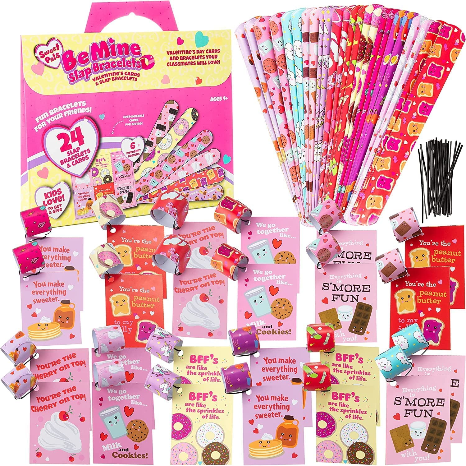 Fun Little Toys 150 Pcs Valentines Day Cards with Slap Bracelets and  Stickers, Classroom Valentines Party Favors for Kids, 6 Sports Elements  Valentine Exchange Cards for Students 