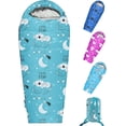 thumbnail image 1 of Kids Sleeping Bag Mummy Style 32–59F with Pillow Sleeve 4 Season Lightweight Backpacking Style for Camping Sleepovers Sky Blue Up to 4'3", 1 of 6