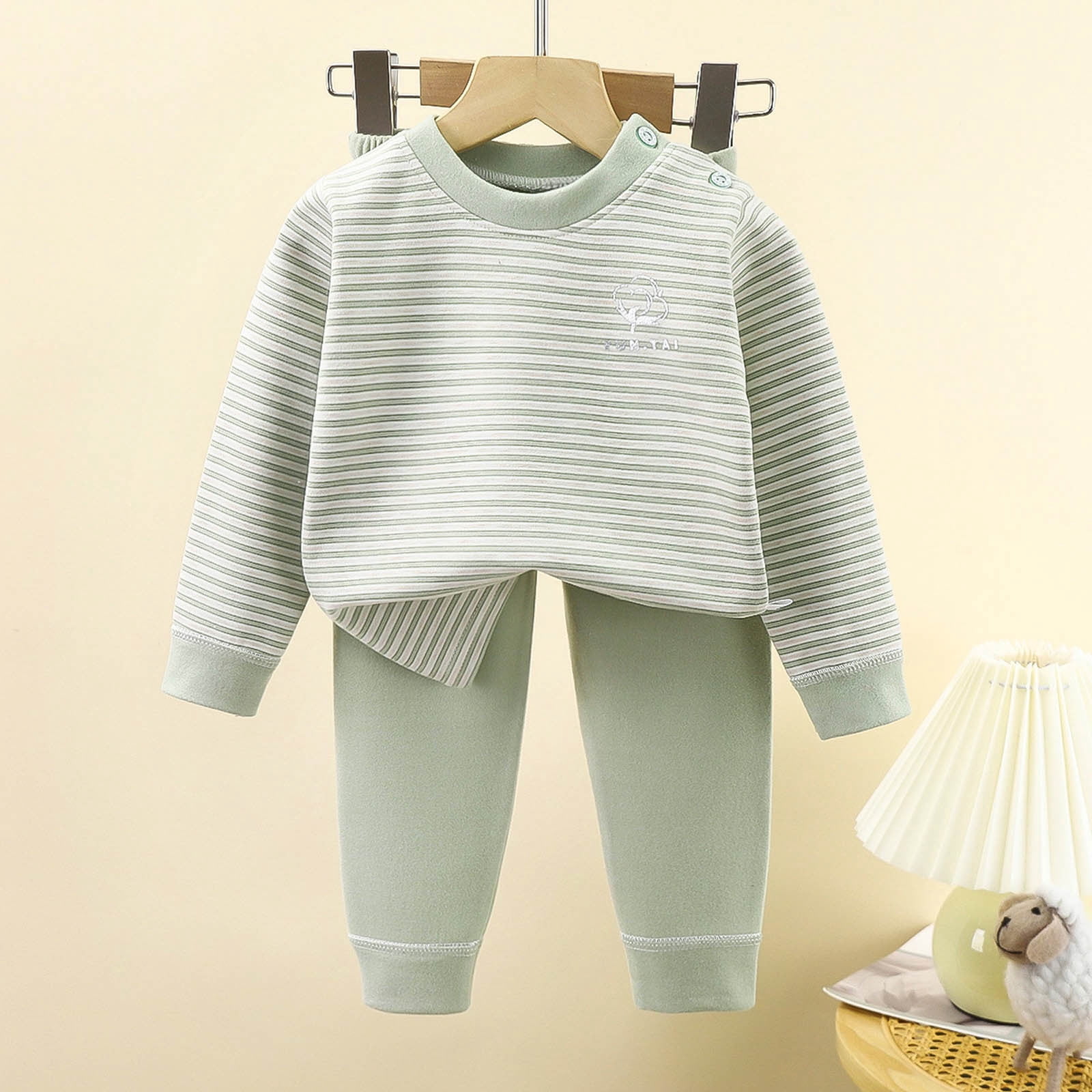 Kids Sleepwear, Striped, Long Sleeve and Crew Neck, Casual Clothing Set ...