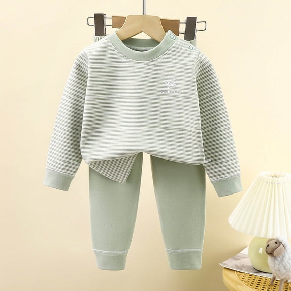 Kids Sleepwear, Striped, Long Sleeve and Crew Neck, Casual Clothing Set ...