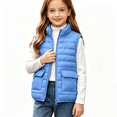 thumbnail image 1 of Kids Sleeveless Puffer Vest Zip Up Quilted Jacket with Flap Pockets Size 8-9, 1 of 9