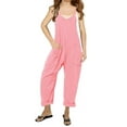 thumbnail image 1 of Kids Sleeveless Solid Color Casual Jumpsuit Spaghetti Strap Girls Romper, 1 of 2