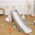 thumbnail image 1 of Kids Slide, 3 In 1 Toddler Slide with Basketball Hoop and Ball, Freestanding Baby Playset with Long Slope, Foldable Plastic Slide Climber Set for Indoor, Outdoor, Backyard, 1 of 10