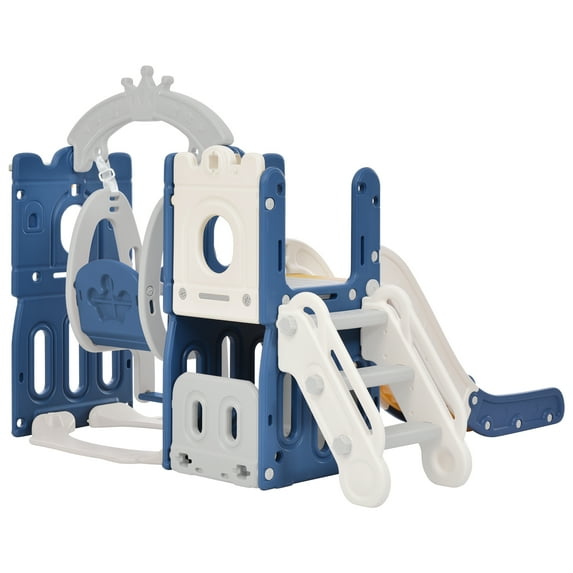 Kids Slide, 5 In 1 Toddler Swing And Slide Set With Basketball Hoop, Baby Slide Climber Playset For Toddlers, Easy Assembly Activity Center For Indoor Outdoor Backyard Playground