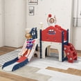 thumbnail image 1 of Kids Slide Playset with Climber, Toddlers Freestanding Castle with Basketball, Storage Area, Tunnel for Indoors and Outdoors, Gift for Children, Red and Blue, 1 of 6