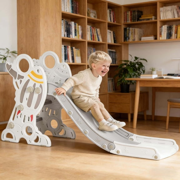 Kids Slide, Small Toddler Slide,Indoor Slide, Red,Steel Gray,White,Yellow Childrens Slide,Polyethylene,Polypropylene Toddler Slide, Toys Kids Slides