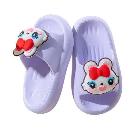 Kids Slides Girls Girls Slippers Soft EVA Indoor Outdoor Bunny Print Slip On Shoes for Toddler Kid #Purple