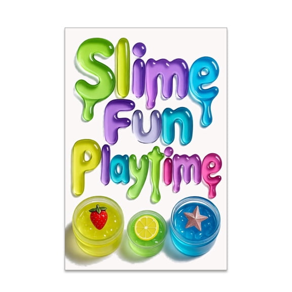 Kids Slime Fun Art - Playroom Decor - 13x19 Poster Print - Colorful Design