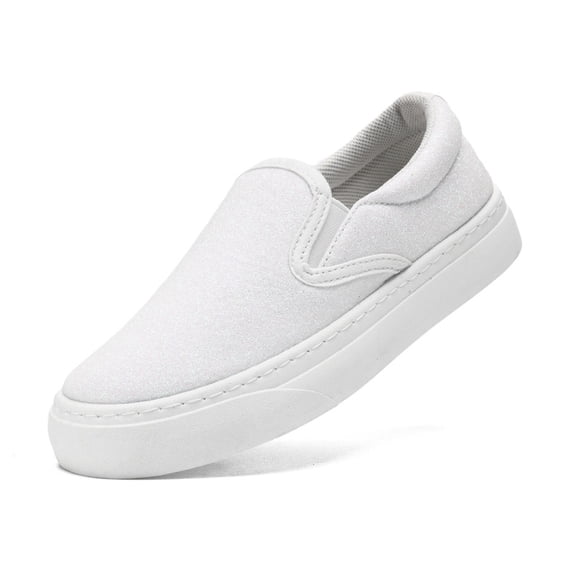 Kids Slip On Glitter Canvas Shoes Girls Boys Low Top Sparkle Casual Sneakers Breathable Non-Slip Outdoor School Shoes For Toddler Little Big Kid