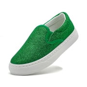 Kids Slip On Sneakers Girls Boys Glitter Shoes Low Top Toddler Canvas Casual Shoes Comfortable Sequins Walking Shoes